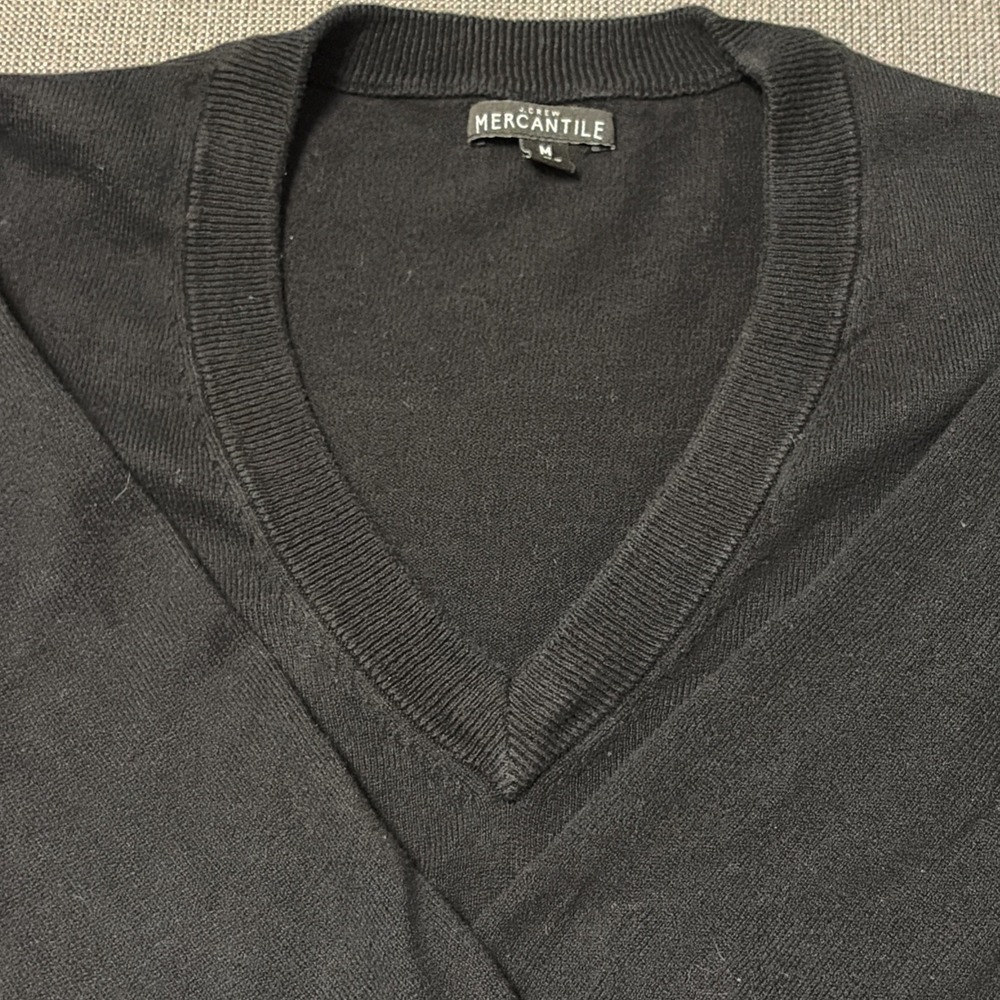 J. Crew Mercantile Sweater Black Wool Blend Long Sleeve Preppy Pullover M